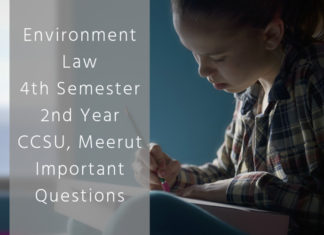 Environment Law 4th Semester 2nd Year CCSU, Meerut Important Questions environment law