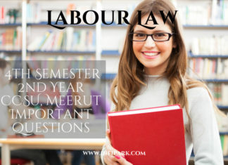 Labour Law 4th Semester 2nd Year CCSU, Meerut Important Questions labour law