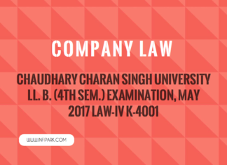 Company Law CCSU LL. B. (4th Sem.) Examination, May 2017 K-4001 COMPANY LAW 2017