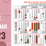 Delhi High Court Calendar 2023