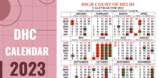 Delhi High Court Calendar 2023