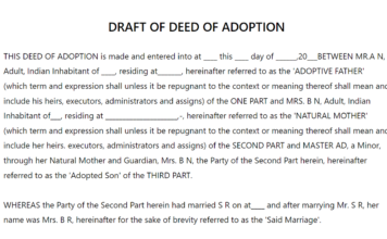 Draft Of Deed Of Adoption