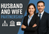 a man and woman standing together with their arms crossed