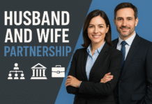 a man and woman standing together with their arms crossed