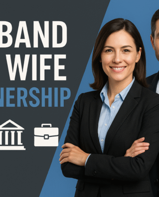 a man and woman standing together with their arms crossed