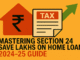 Mastering Section 24 of Income Tax Act a sign with a rupee symbol and a green arrow