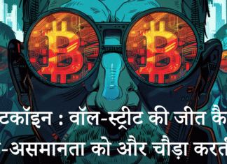 a man wearing glasses with bitcoin symbols