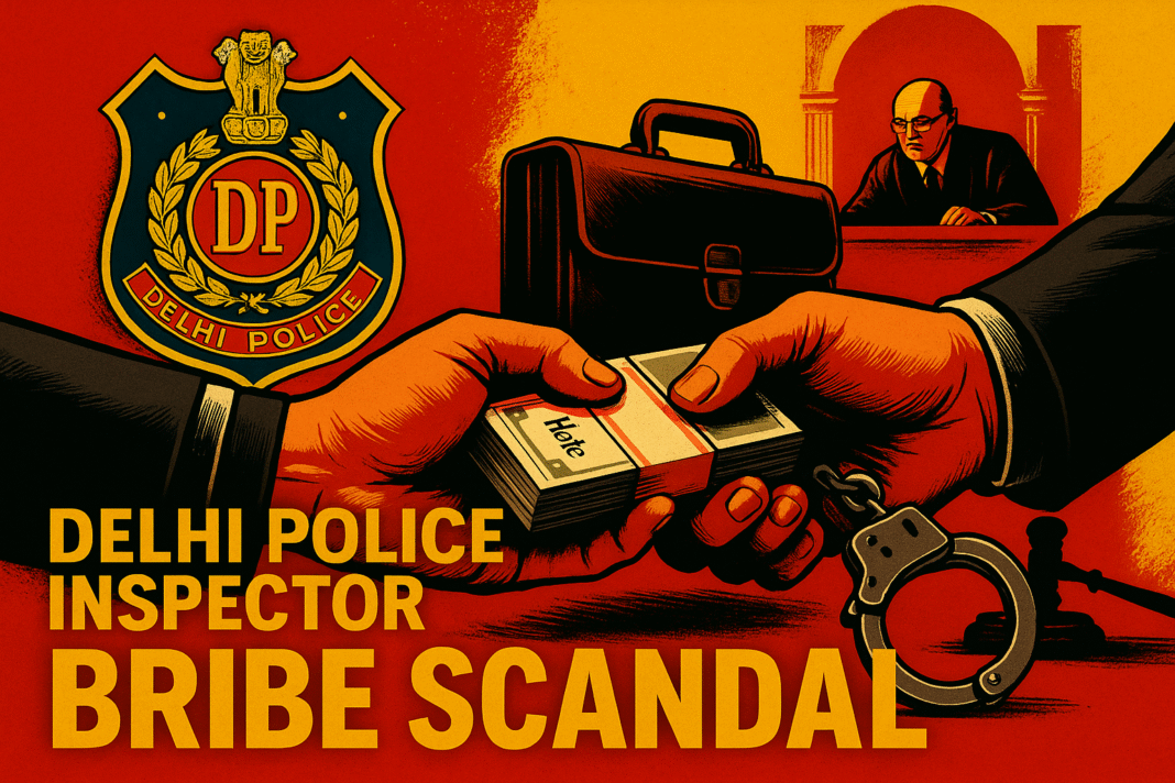 a poster of a police officer handing money to a man