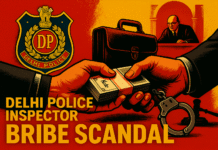 a poster of a police officer handing money to a man