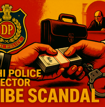 a poster of a police officer handing money to a man