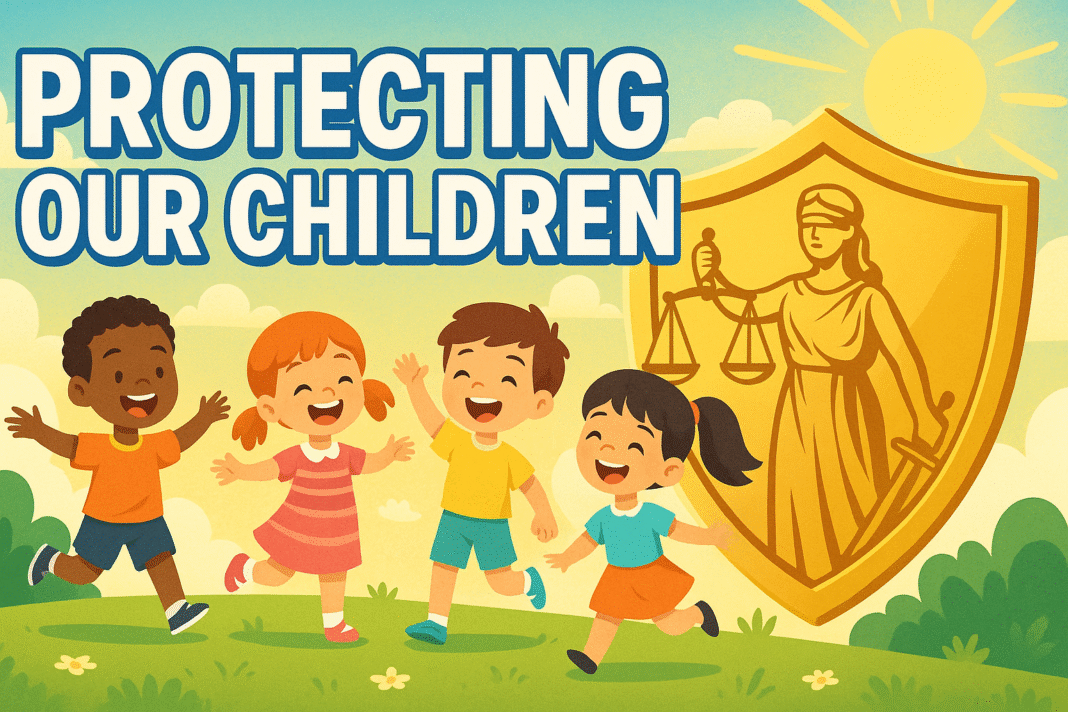 Positive YouTube thumbnail showing Supreme Court decision protecting children from stray dogs
