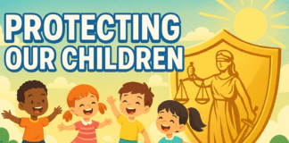 Positive YouTube thumbnail showing Supreme Court decision protecting children from stray dogs