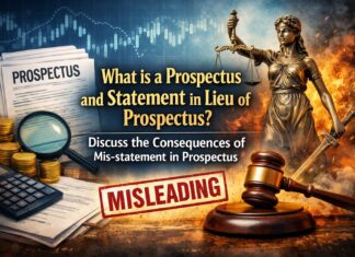 What is a Prospectus and Statement in Lieu of Prospectus? Discuss the Consequences of Mis-statement in Prospectus