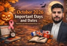 October 2026 Important Dates and Days – National & International Days List