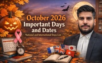 October 2026 Important Dates and Days – National & International Days List