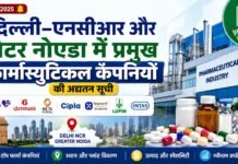 दिल्ली–एनसीआर और ग्रेटर नोएडा में प्रमुख फार्मास्युटिकल कंपनियों की अद्यतन सूची
