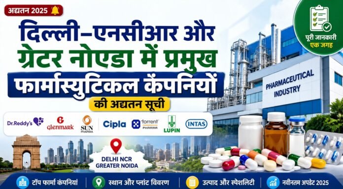 दिल्ली–एनसीआर और ग्रेटर नोएडा में प्रमुख फार्मास्युटिकल कंपनियों की अद्यतन सूची