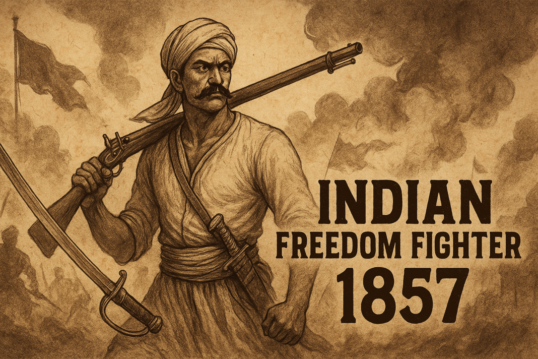 Illustration of Banke Chamar leading the 1857 revolt in Jaunpur, symbolizing Dalit revolutionary leadership
