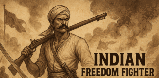 Illustration of Banke Chamar leading the 1857 revolt in Jaunpur, symbolizing Dalit revolutionary leadership