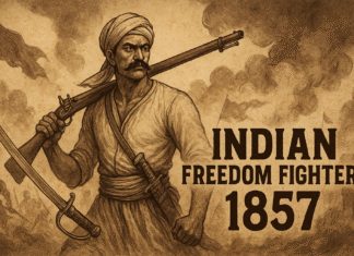 Banke Chamar: The Forgotten Revolutionary of 1857 Illustration of Banke Chamar leading the 1857 revolt in Jaunpur, symbolizing Dalit revolutionary leadership