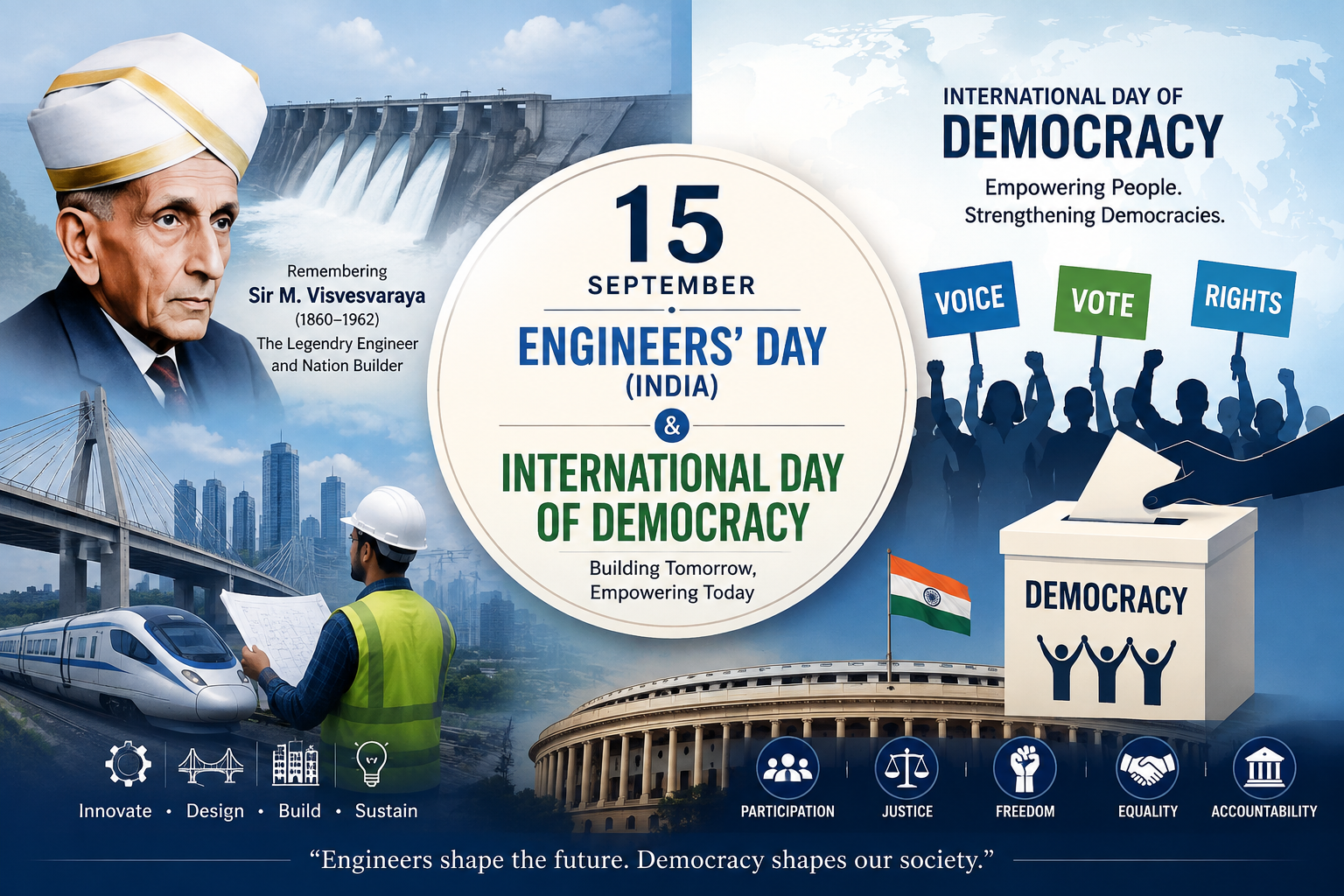 September 2026 Important Dates and Days – National & International Days List 15 September – Engineers’ Day (India) and International Day of Democracy